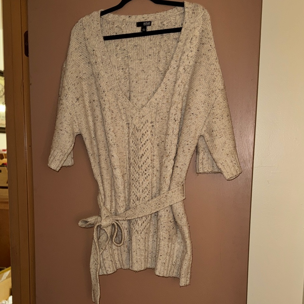 a.n.a Cream V-Neck Women's Sweater